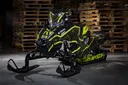 A Polaris Axys snowmobile wrapped in the all new and official Klim Demolish sledwrap