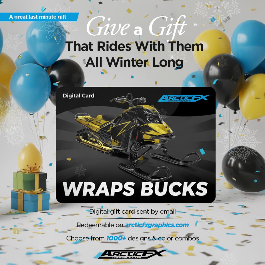 Give a gift that rides with them all season long. Digital gift card sent by email. Redeemable on arcticfxgraphics.com. Choose from 1000+ designs and color combos.